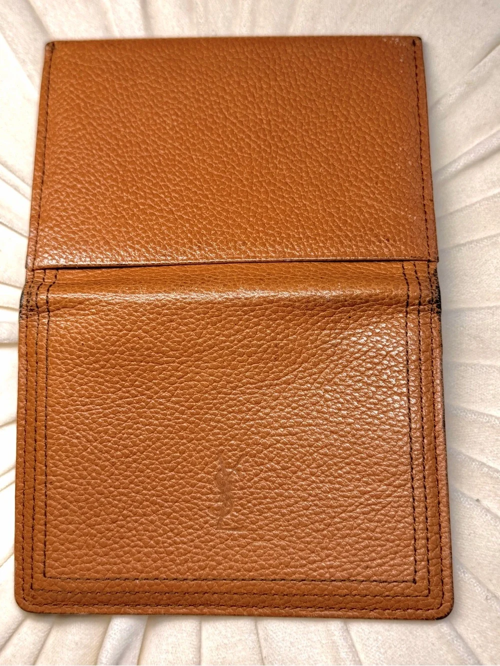 Saint Laurent Tan Pebbled Leather Card Holder